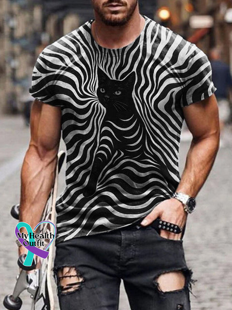 Black Cat Art T-shirt Black / S