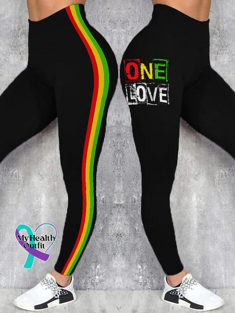 Black Pride One Love Side Stripe Leggings Black / 2Xl Reggae