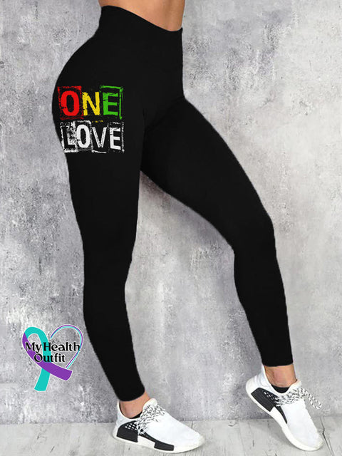 Black Pride One Love Side Stripe Leggings Reggae