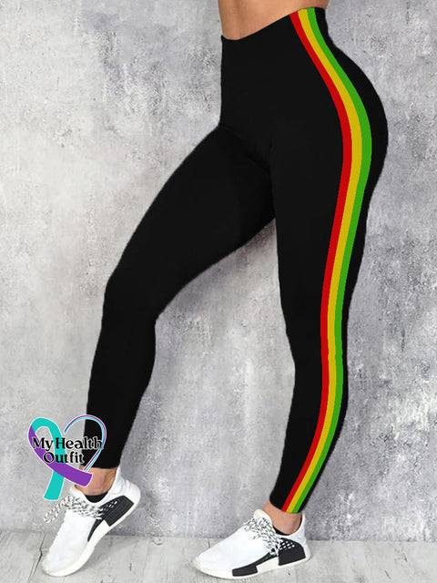 Black Pride One Love Side Stripe Leggings Reggae