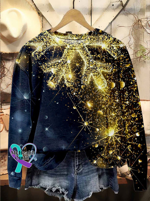 Bling Christmas Snowflakes Print Casual Sweatshirt Multicolor / S
