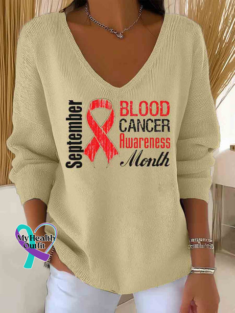 Blood Cancer Awareness Art Women’s Casual Pullover Sweater Apricot / S