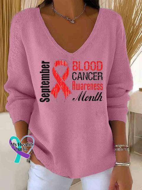 Blood Cancer Awareness Art Women’s Casual Pullover Sweater Pink / S