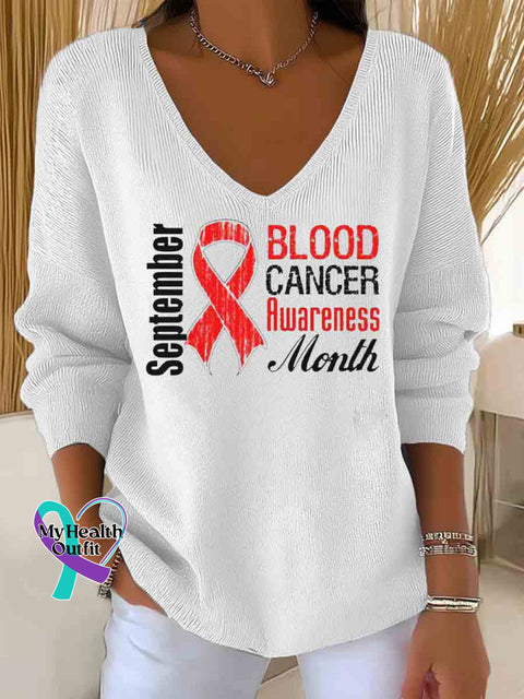 Blood Cancer Awareness Art Women’s Casual Pullover Sweater White / S