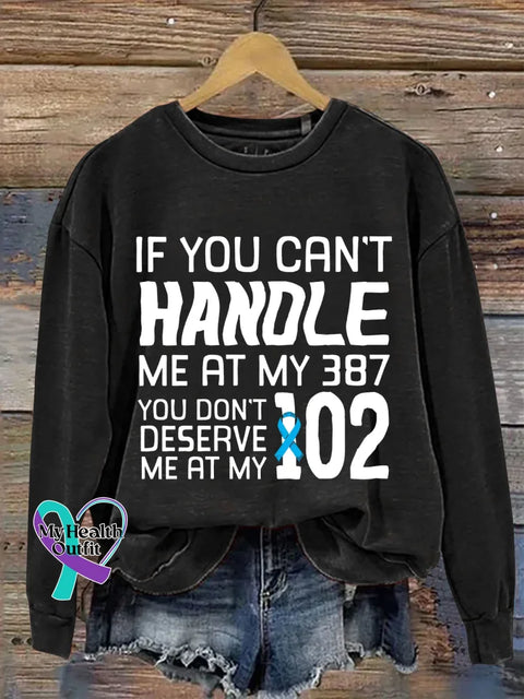 Blue Ribbon Diabetes Awareness Print Casual Sweatshirt Black / S