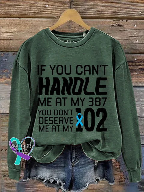 Blue Ribbon Diabetes Awareness Print Casual Sweatshirt Green / S