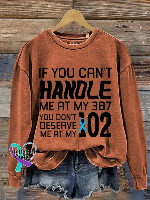 Blue Ribbon Diabetes Awareness Print Casual Sweatshirt Orange / S