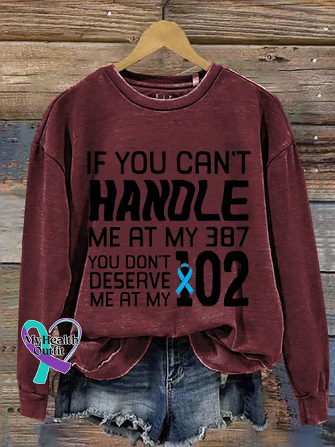 Blue Ribbon Diabetes Awareness Print Casual Sweatshirt Red / S