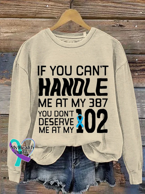 Blue Ribbon Diabetes Awareness Print Casual Sweatshirt Sand / S