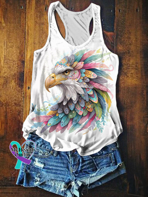 Bohemian Eagle Print Casual Tank Top Multicolor / S