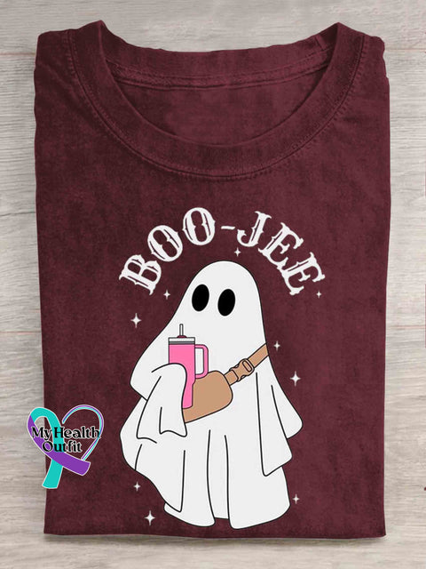 Boo-Jee Ghost Halloween T-Shirt Maroon / S