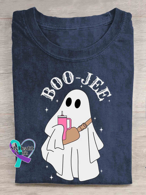Boo-Jee Ghost Halloween T-Shirt Navy Blue / S