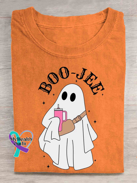 Boo-Jee Ghost Halloween T-Shirt Orange / S