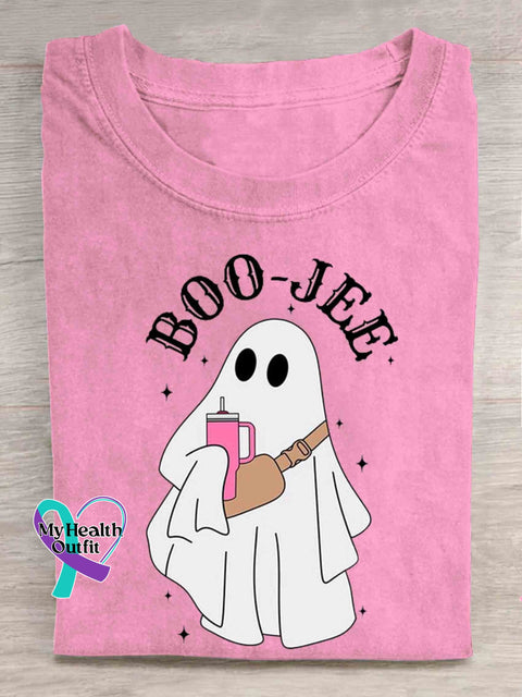 Boo-Jee Ghost Halloween T-Shirt Pink / S
