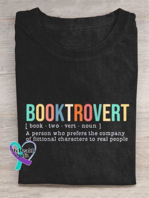 Booktrovert Art Print Design T-Shirt Black / S