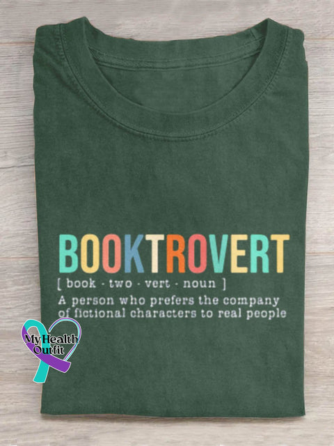Booktrovert Art Print Design T-Shirt Green / S