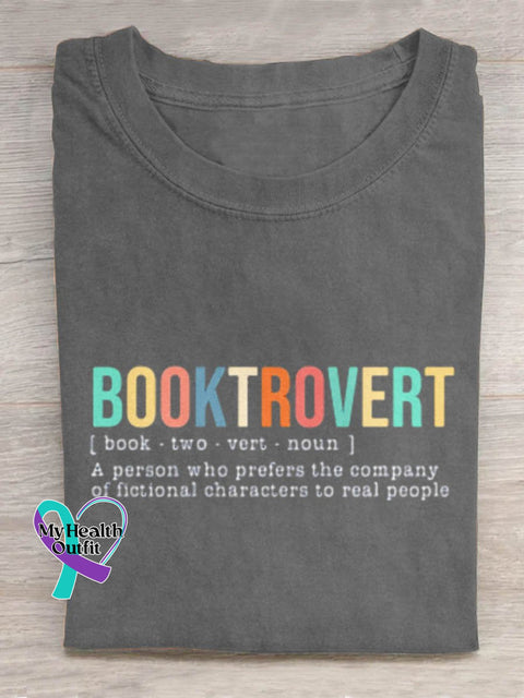 Booktrovert Art Print Design T-Shirt Grey / S