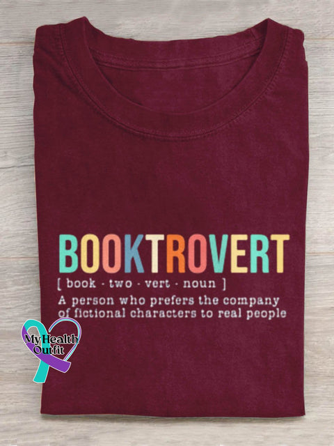 Booktrovert Art Print Design T-Shirt Maroon / S