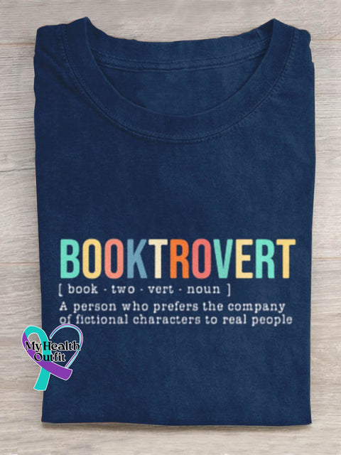 Booktrovert Art Print Design T-Shirt Navy Blue / S
