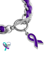 Braided Purple Ribbon Bracelet