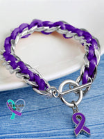 Braided Purple Ribbon Bracelet