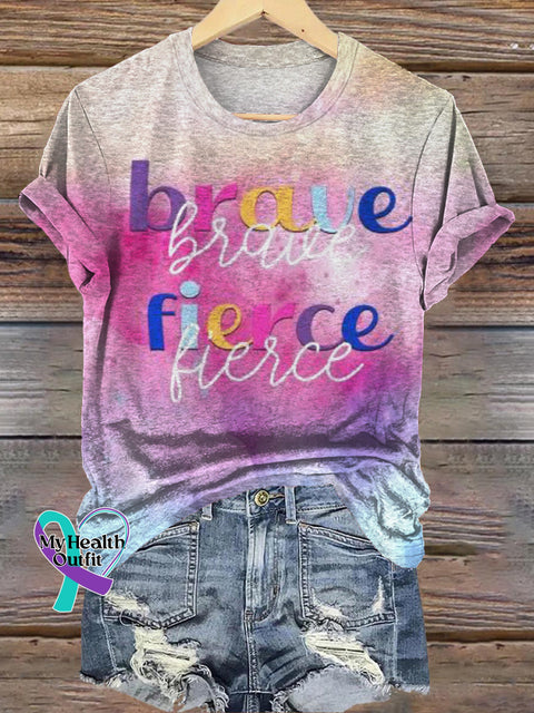 Brave Fierce Gradient Print Casual Crew Neck Short Sleeve T-Shirt Multicolor / S