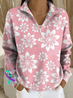 Breast Cancer Awareness Art Casual Long Sleeve Zip Sweatshirt Multicolor / S