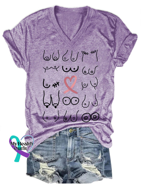 Breast Cancer Awareness Art Casual T-Shirt Purple / S