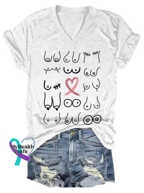 Breast Cancer Awareness Art Casual T-Shirt White / S