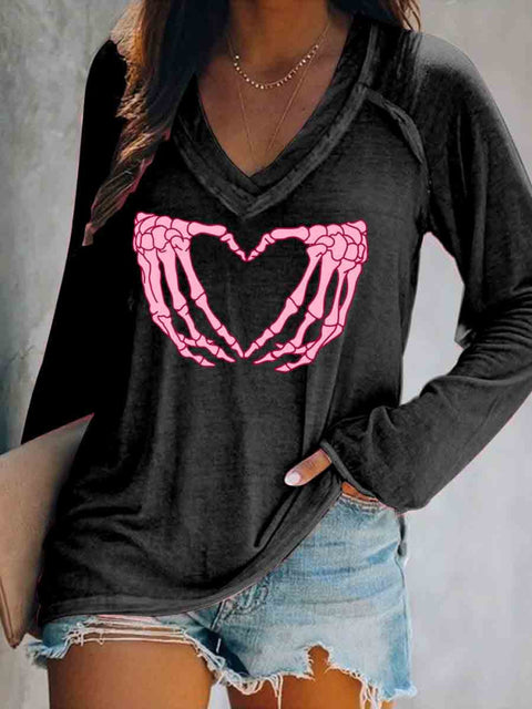 Breast Cancer Awareness Art Long Sleeve Tops Black / S