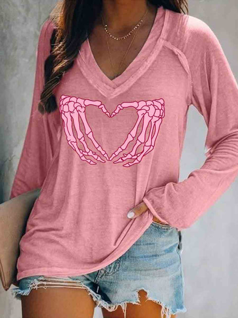 Breast Cancer Awareness Art Long Sleeve Tops Pink / S