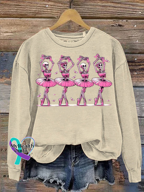 Breast Cancer Awareness Art Print Casual Sweatshirt Apricot / S