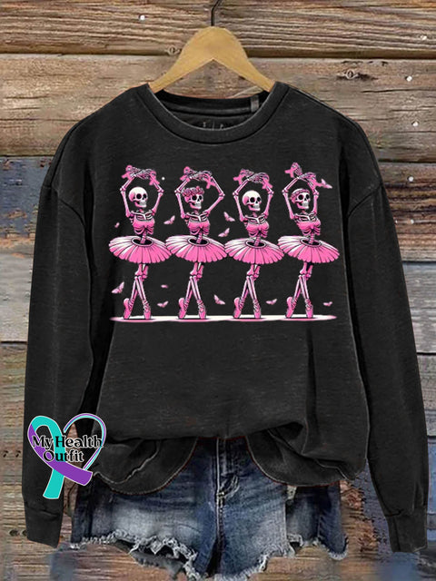 Breast Cancer Awareness Art Print Casual Sweatshirt Black / S