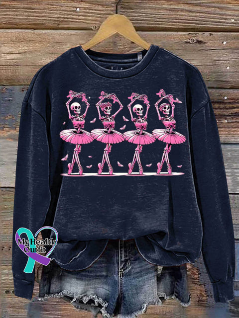 Breast Cancer Awareness Art Print Casual Sweatshirt Blue / S