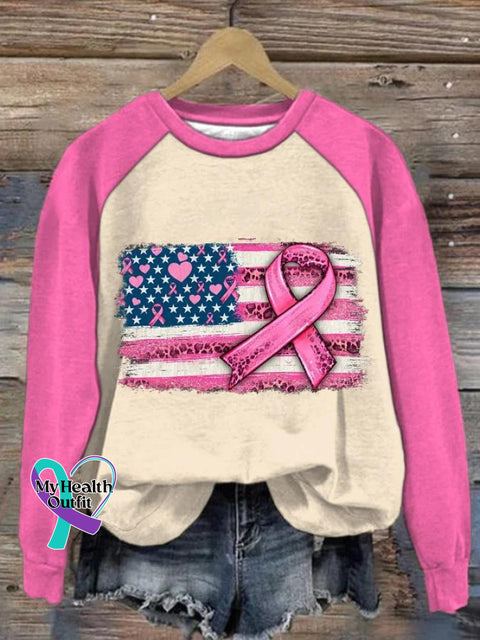 Breast Cancer Awareness Art Print Casual Sweatshirt Multicolor / S