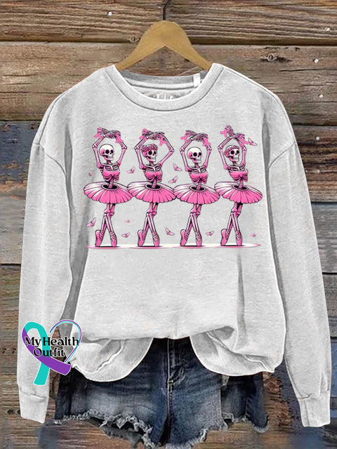 Breast Cancer Awareness Art Print Casual Sweatshirt White / S