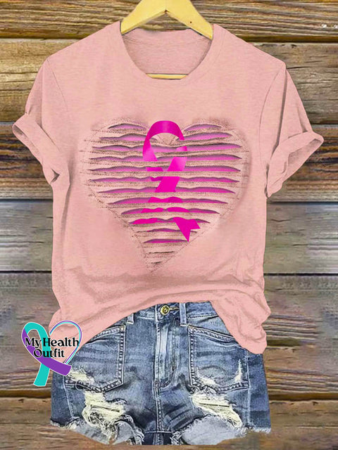 Breast Cancer Awareness Art Print Casual T-shirt Pink / S