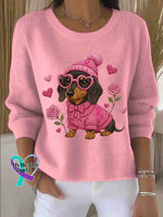 Breast Cancer Awareness Art Print Knit Pullover Sweater LightPink / S