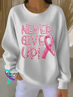 Breast Cancer Awareness Art Retired Art Print Casual Sweatshirt White / S