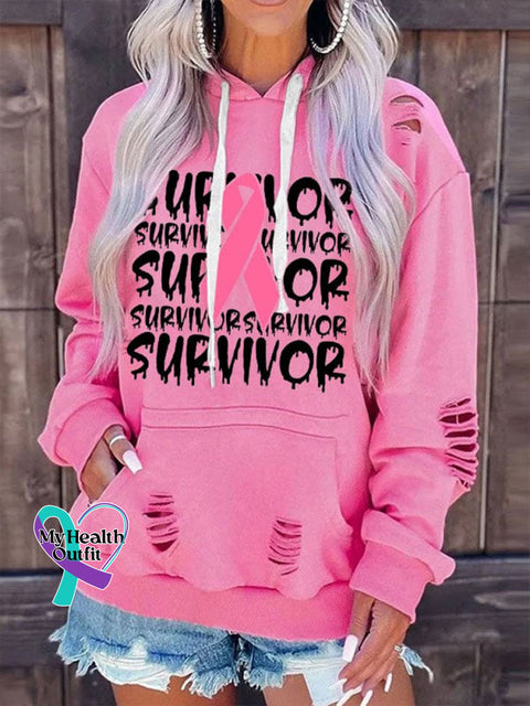 Breast Cancer Awareness Casual Hoodie Sweatshirt As Shown / S