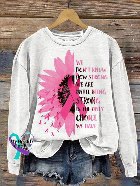 Breast Cancer Awareness Crew Neck Long Sleeve Sports Sweatshirt White / S