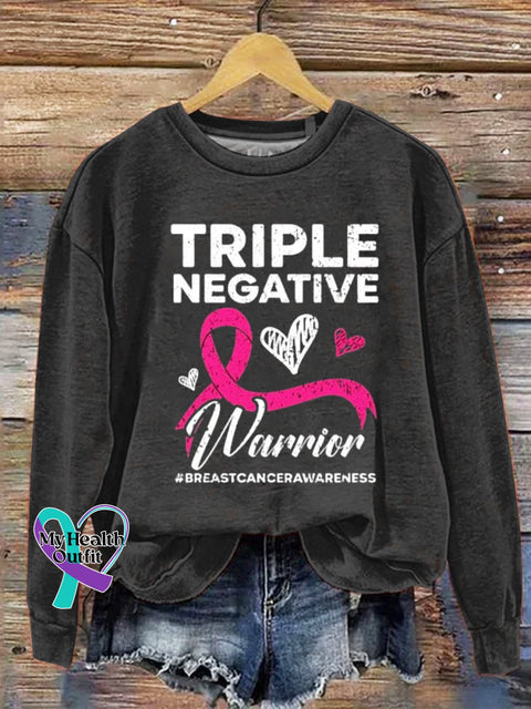 Breast Cancer Awareness Crew Neck Long Sleeve Sweatshirt Black / S