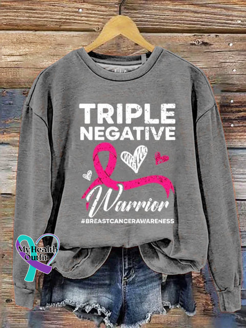 Breast Cancer Awareness Crew Neck Long Sleeve Sweatshirt Grey / S