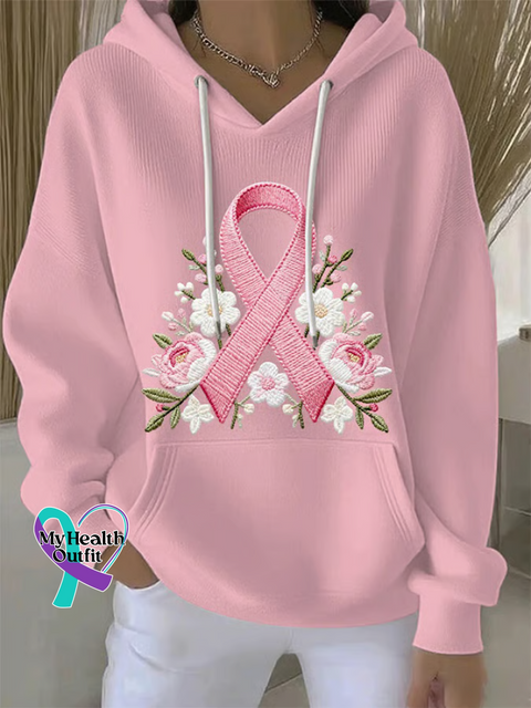 Breast Cancer Awareness Floral Art Casual Sweatshirt Multicolor / S