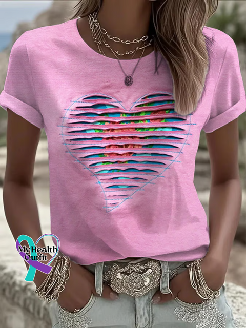 Breast Cancer Awareness Heart T-shirt Multicolor / S