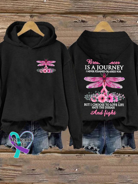 Breast Cancer Awareness Hooded Long Sleeve Sweatshirt Black / S