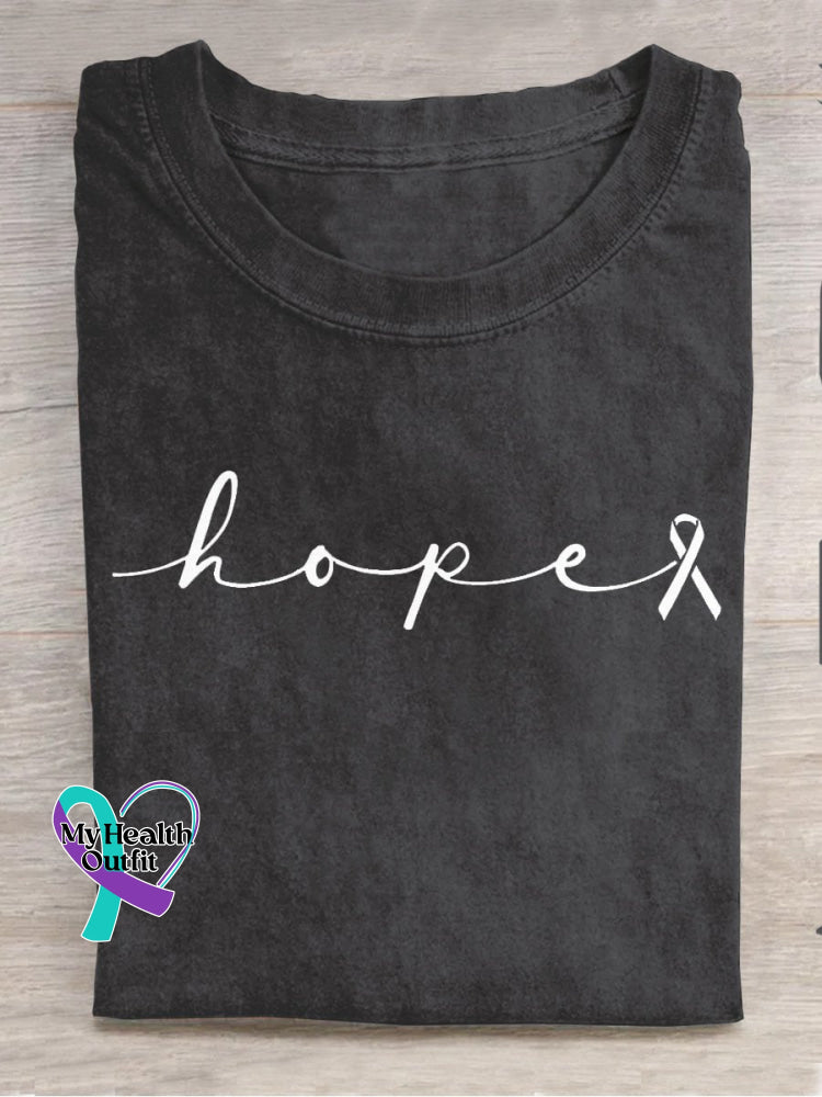 Breast Cancer Awareness Hope Pink Ribbon Print T-Shirt Black / S