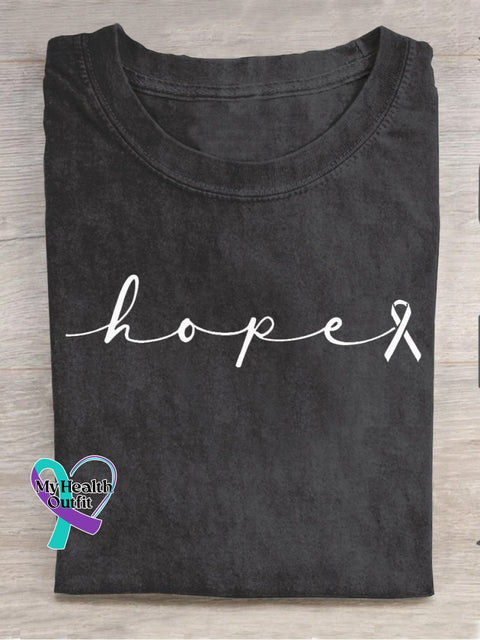 Breast Cancer Awareness Hope Pink Ribbon Print T-Shirt Black / S