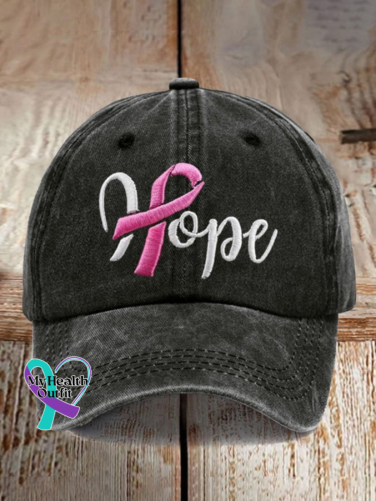 Breast Cancer Awareness Hope Print Baseball Cap Black / One-Size