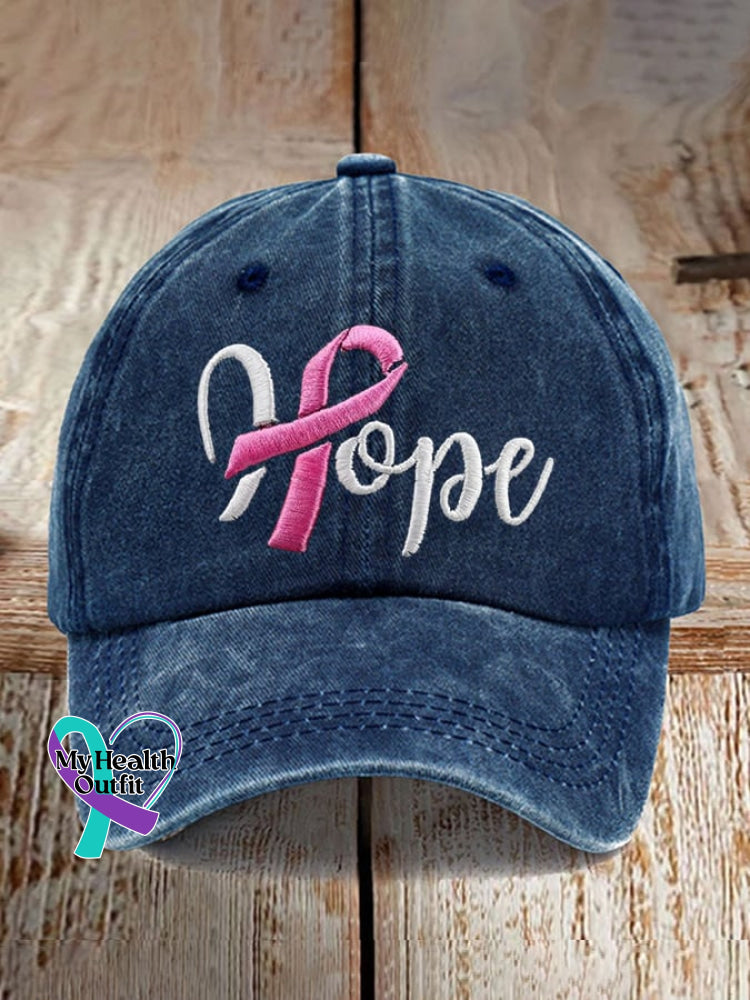 Breast Cancer Awareness Hope Print Baseball Cap Navy / One-Size